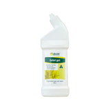 A white plastic 500ml gooseneck bottle typically used for toilet cleaning. The bottle is labelled Abode natural Toilet Gel Australian Tea Tree, greywater safe, no bleach or ammonia, naturally antibacterial.