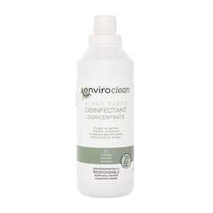 Image shows a white plastic 1 litre bottle with a screwtop lid. The bottle is labelled EnviroClean Disinfectant Concentrate 1 litre.